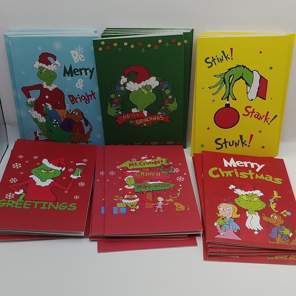 Christmas Cards Box Set Grinch Inspired 4x6 Holiday Cards *Open Box AS IS*